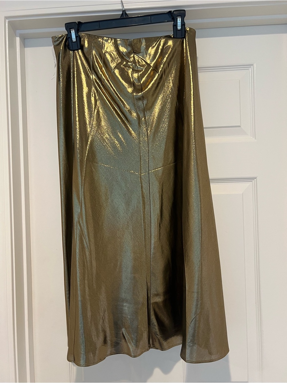 NWT Metallic Gold A-Line Midi Skirt